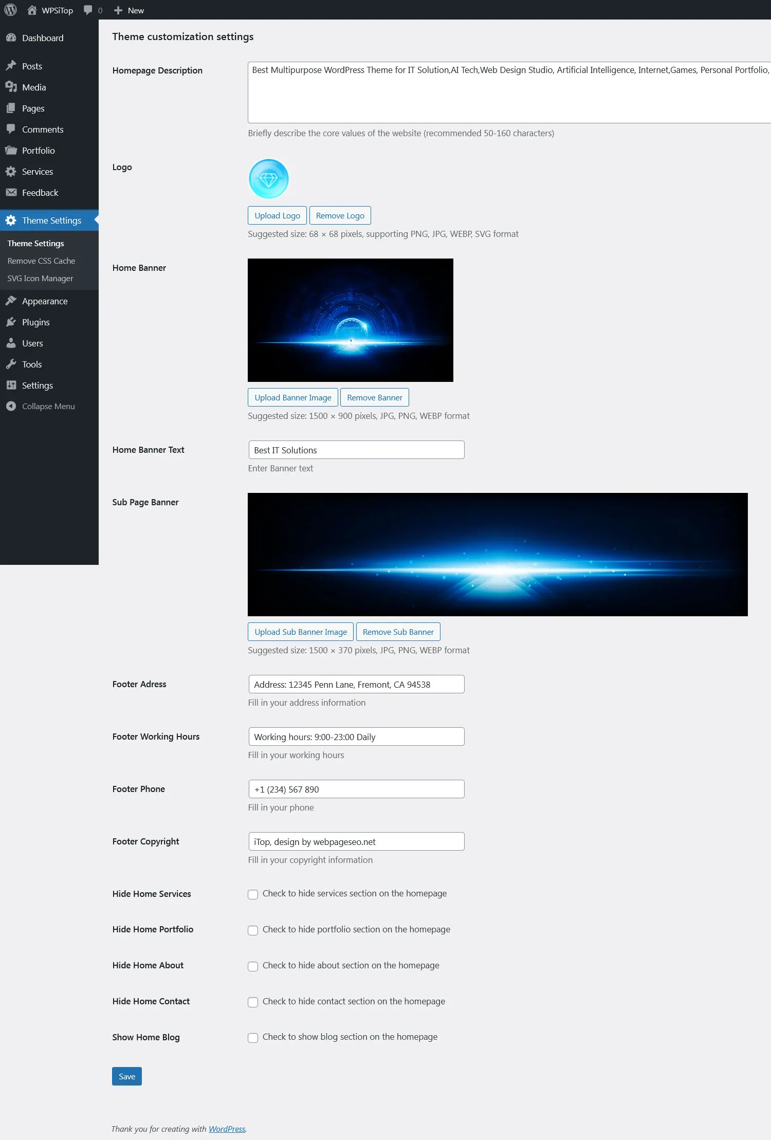 Header and Footer